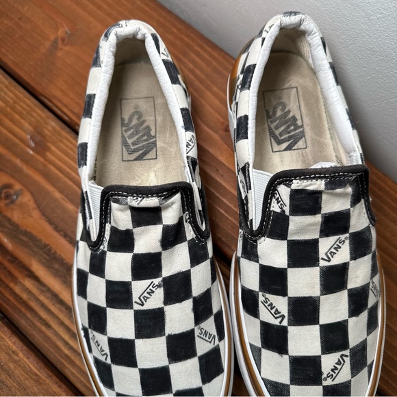 Vans Black and White Checkerboard Stacked Slip-On Sneakers Size 8 - Picture 4 of 10